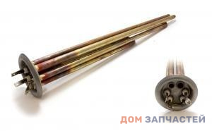Нагревательный элемент (ТЭН) RF фл. 64 VER 2500W (1,5+1) МЕДЬ под анод М4 (MTS 65150721 / 65152340 / 3401460) КИТАЙ L-395 мм