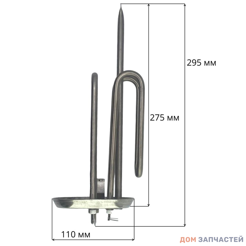 Нагревательный элемент (ТЭН) 2500W (1+1,5) НЕРЖ на овальном фланце + прокладка (MTS 65150909 |65150870) КИТАЙ 3500610